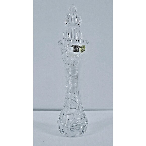 Sklo Bohemia Czech Republic Clear Lead Crystal Bud Vase Decanter stopper 6" - Picture 1 of 7